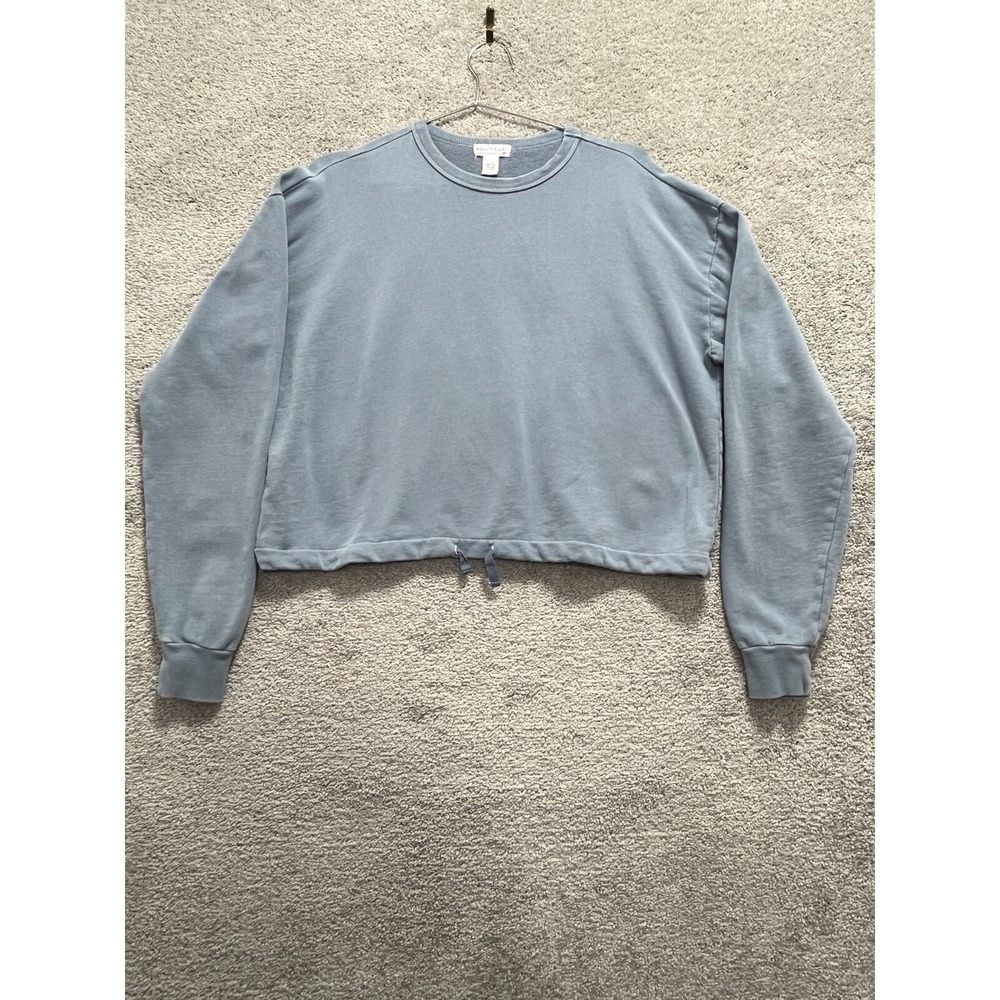 Full Tilt Cropped Sweater Women's XS Gray Cotton Crew Neck Long‎ Sleeve Pullover